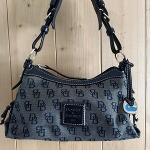 Dooney & Bourke DB Monogram Hobo Bag Designer Purse Shoulder Bag Black Crescent